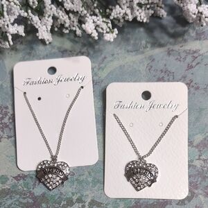 NEW! Big Sis Lil Sis Silver Heart Pendant Necklace